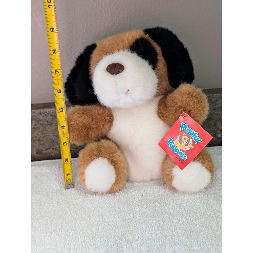 Vintage Ganz Playful Puppets Brown White Doodles Black Patch Eye Plush Rare 1997 - Picture 5 of 16